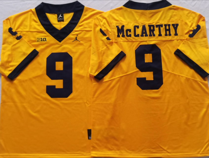 Men's Michigan Wolverines JJ McCarthy #9 Yellow Alumni Jersey